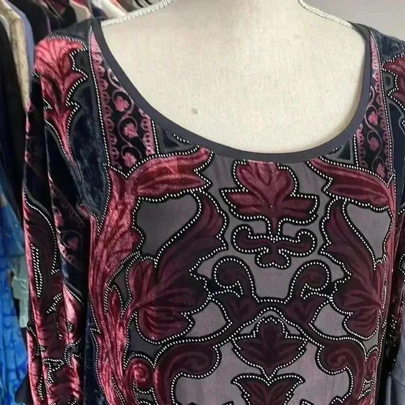 Hale Bob Dress Velvet Burnout Silk Blend Shift - Picture 4 of 8